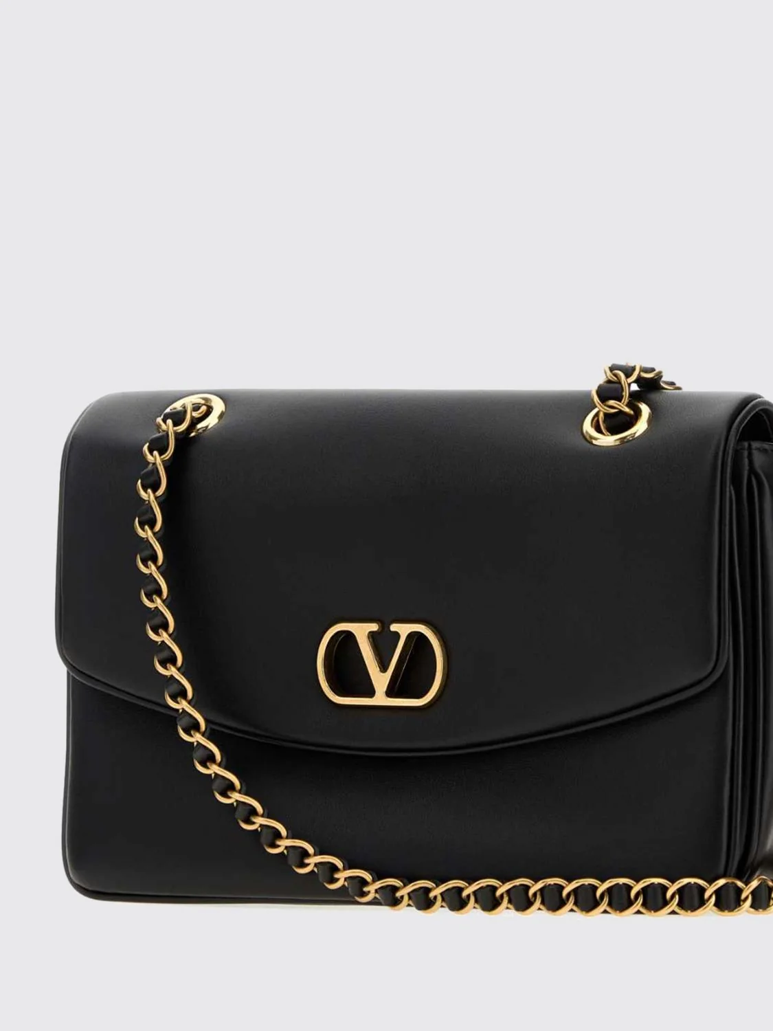 leather shoulder bag with vlogo signature