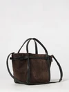 t timeless handbag in suede leather with metal t timeless logo