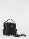 backpack in black hammered leather with drawstring and t timeless logo