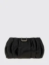 draped leather clutch with snap closure