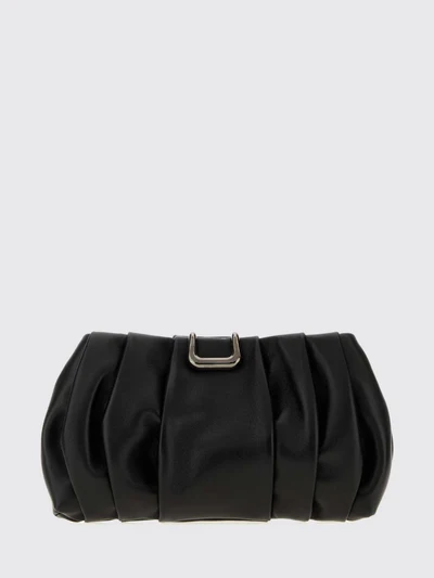 draped leather clutch with snap closure
