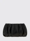 draped leather clutch with snap closure