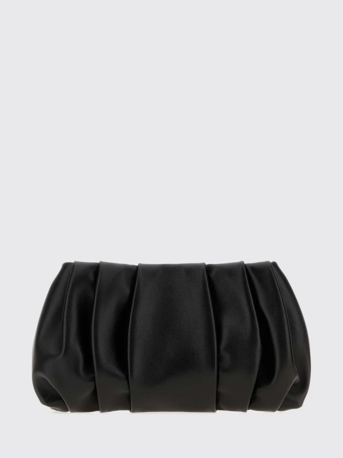 draped leather clutch with snap closure
