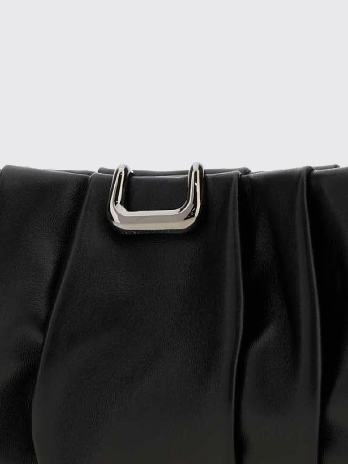 draped leather clutch with snap closure