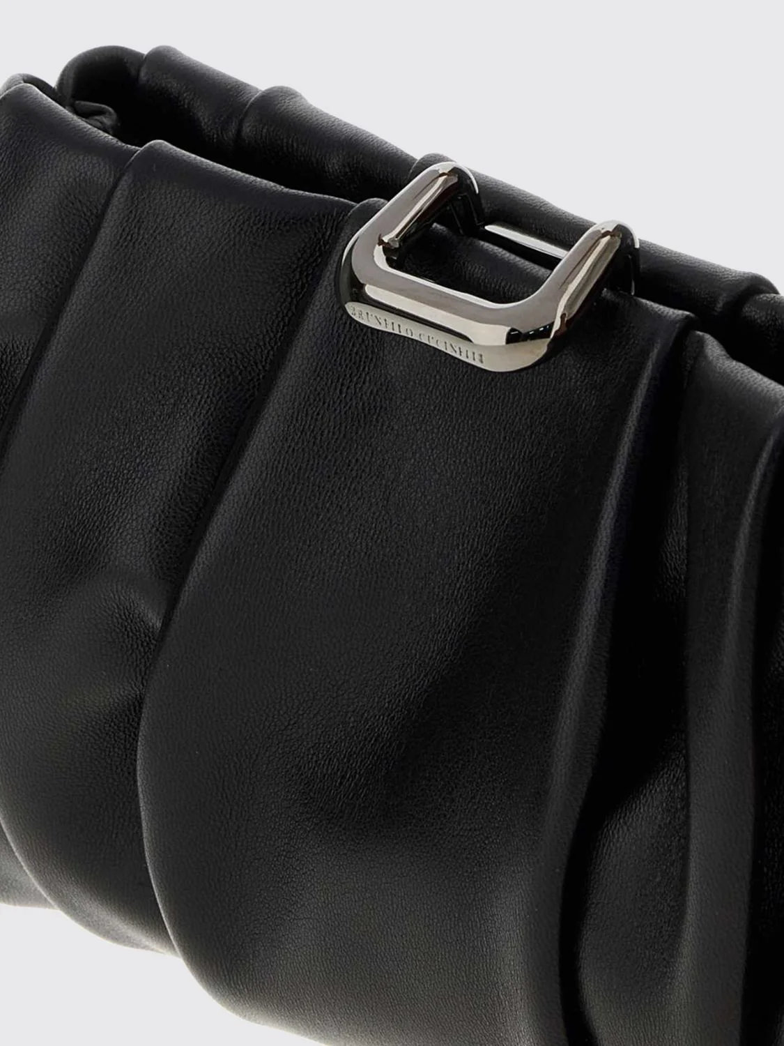 draped leather clutch with snap closure