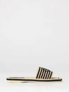 chloé sand striped cotton slide sandals with low heel and logo