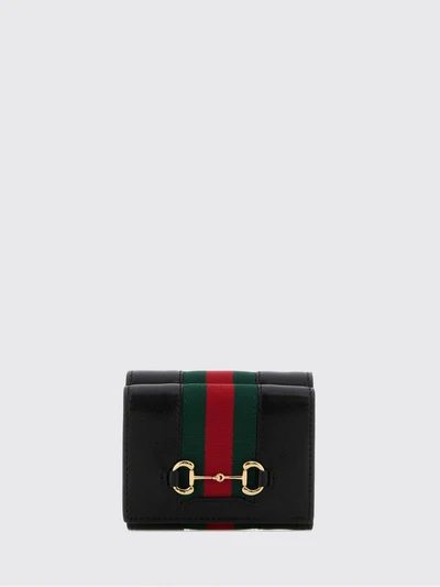 horsebit web trifold calfskin wallet with web detail