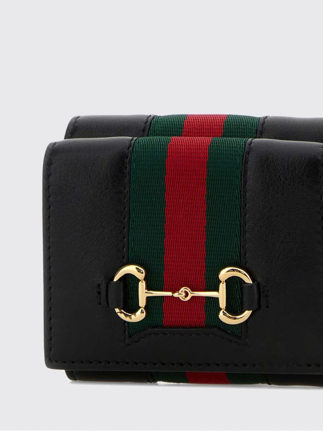 horsebit web trifold calfskin wallet with web detail