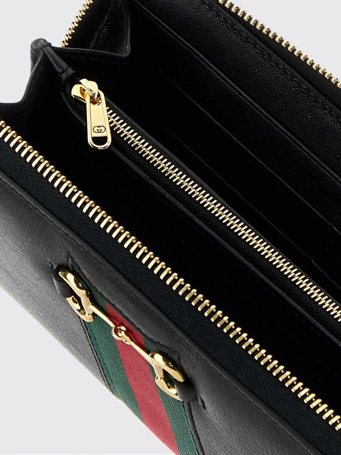 GUCCI OS horsebit web continental calfskin zip wallet