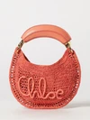 summer banana crochet raffia handbag chloé with embroidered logo