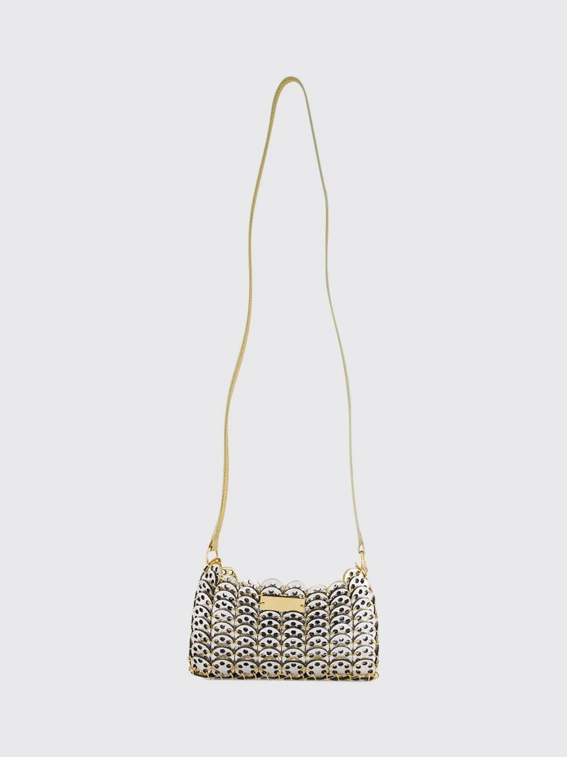 1969 nano mini metal crossbody bag with leather details