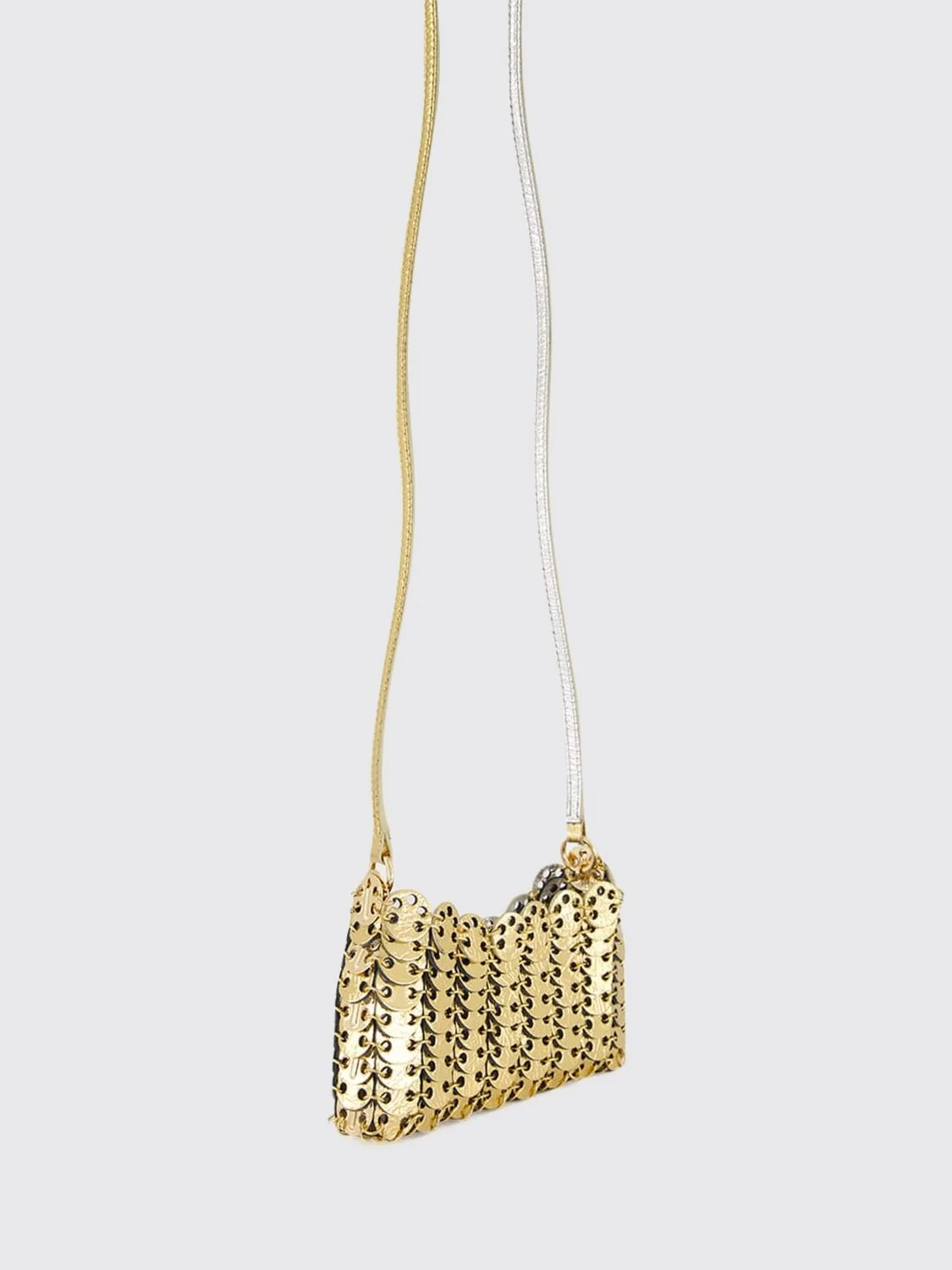 1969 nano mini metal crossbody bag with leather details
