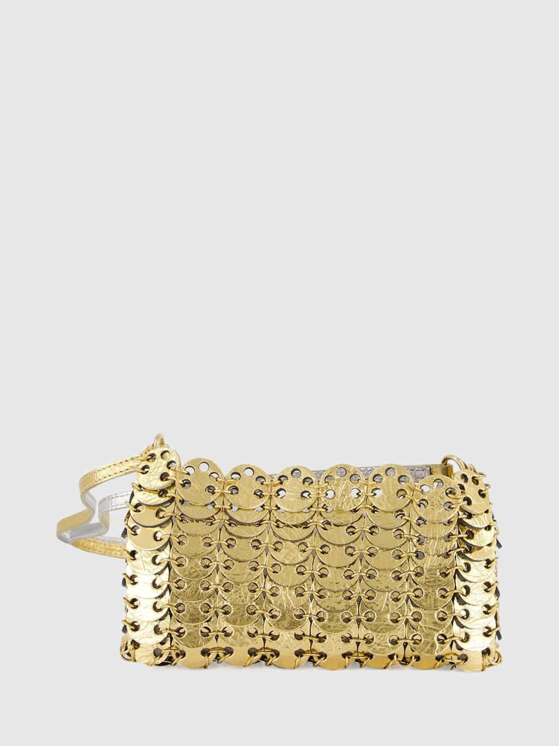 1969 nano mini metal crossbody bag with leather details