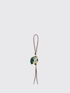 calfskin leather and metal keychain with knot appliqué and engraved logo