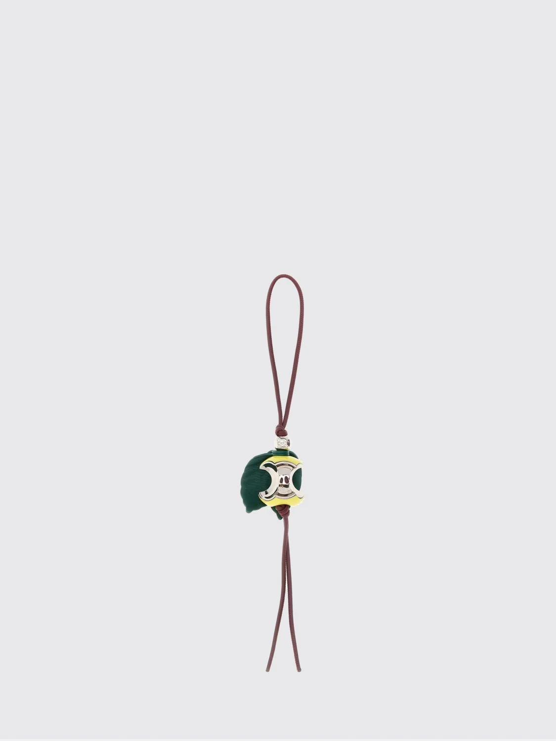 calfskin leather and metal keychain with knot appliqué and engraved logo