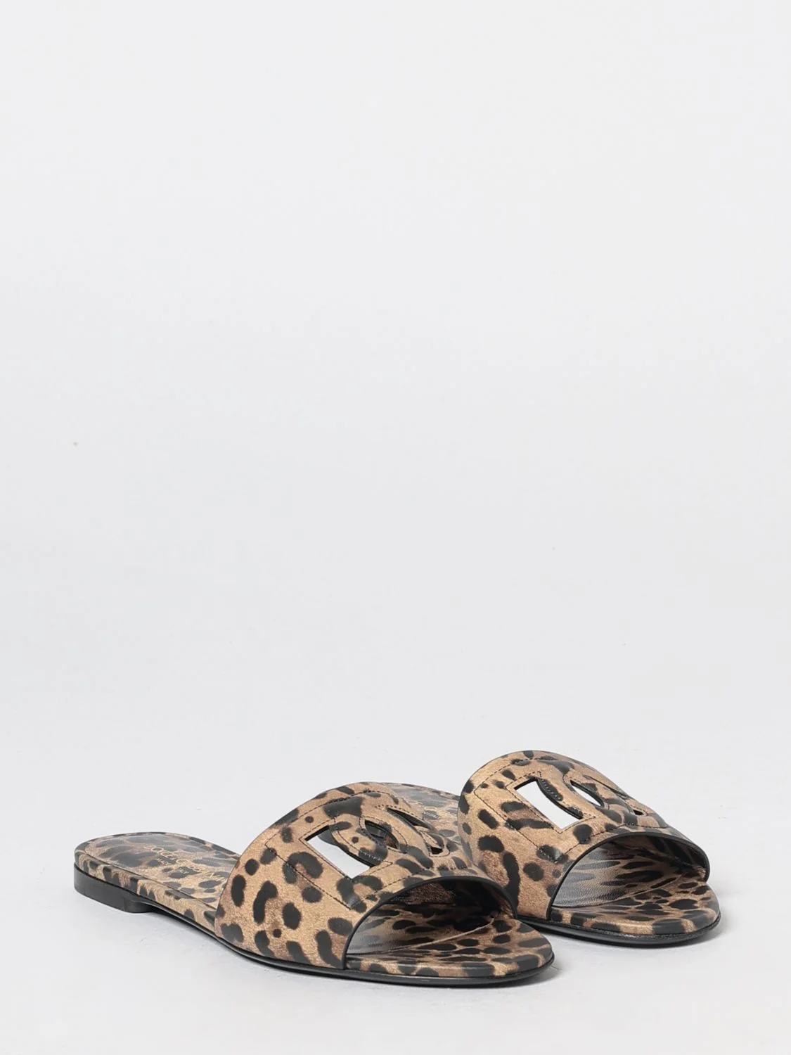 DOLCE amp; GABBANA 36 animalier print leather mules with dg monogram