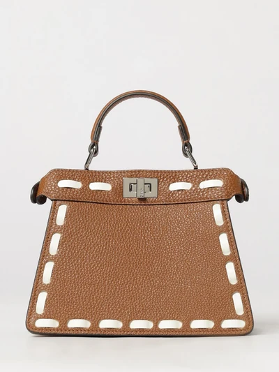 mini peekaboo iseeu hammered leather bag with contrast stitching