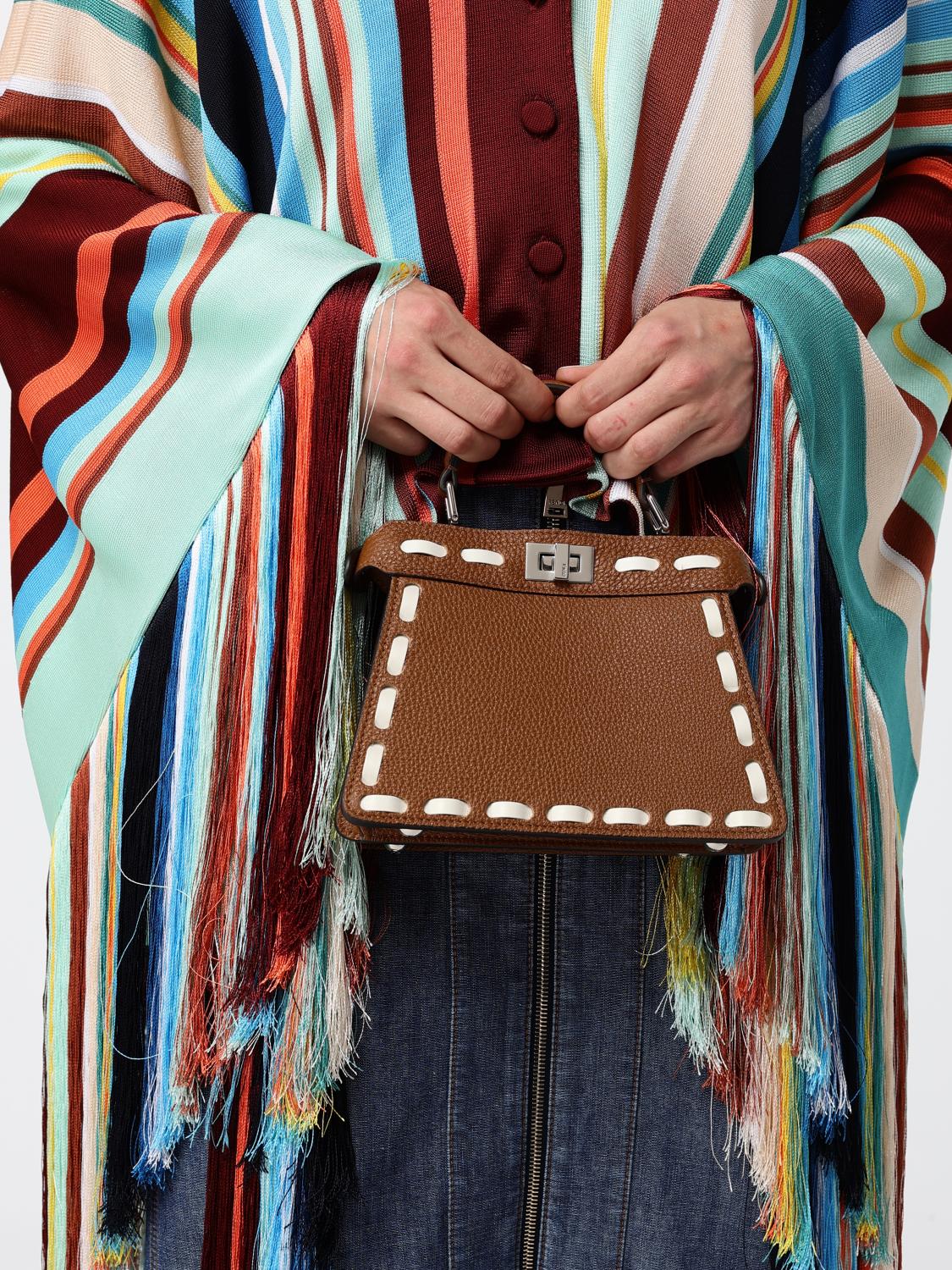 mini peekaboo iseeu hammered leather bag with contrast stitching
