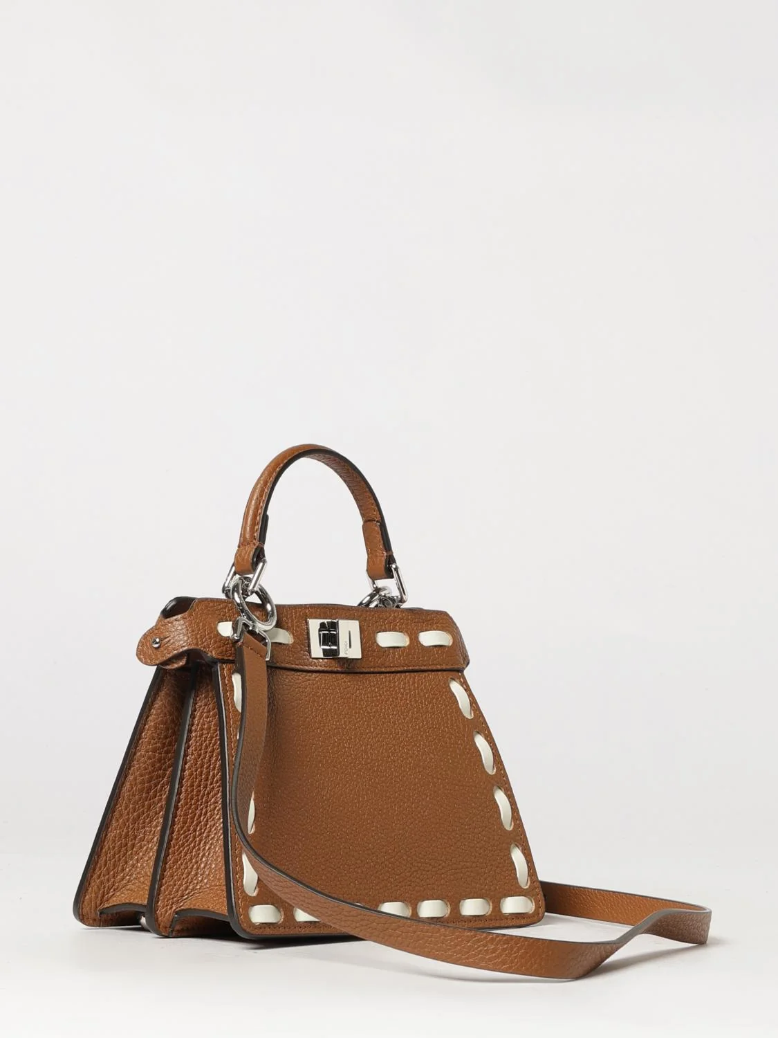 mini peekaboo iseeu hammered leather bag with contrast stitching