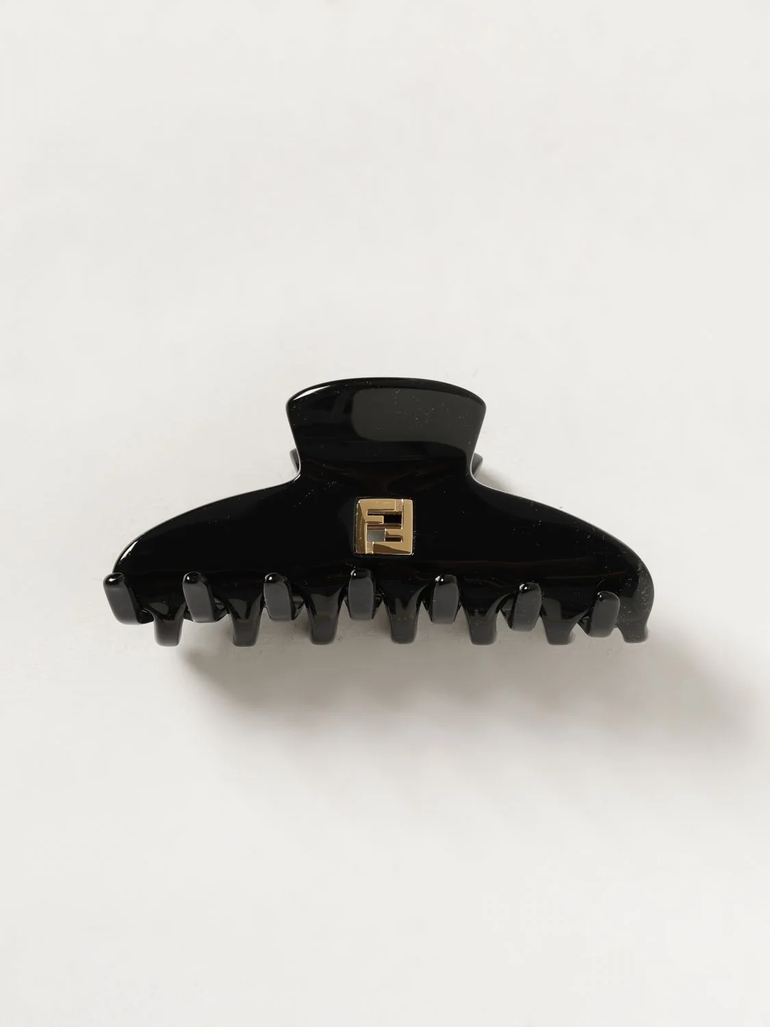 gold-tone acetate hair clip with metallic ff monogram