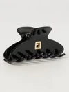 gold-tone acetate hair clip with metallic ff monogram