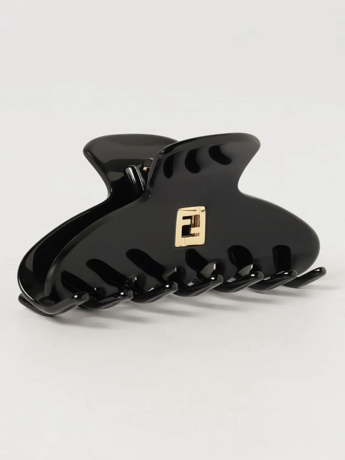 gold-tone acetate hair clip with metallic ff monogram