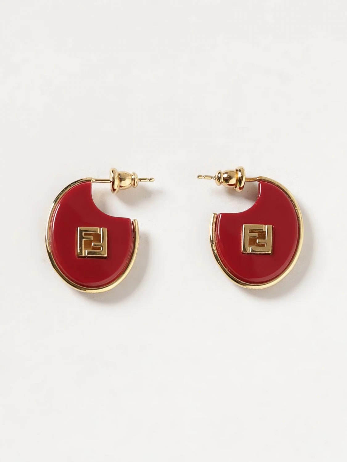 FENDI OS resin and bronze pendant earrings with ff monogram