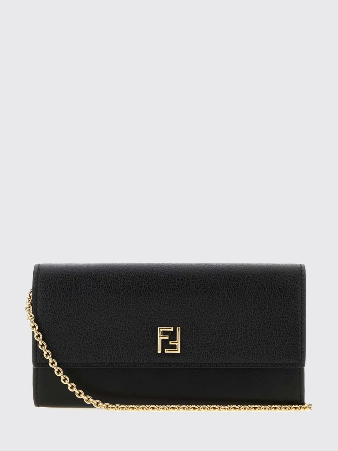 calfskin wallet on chain with ff monogram and chain strap