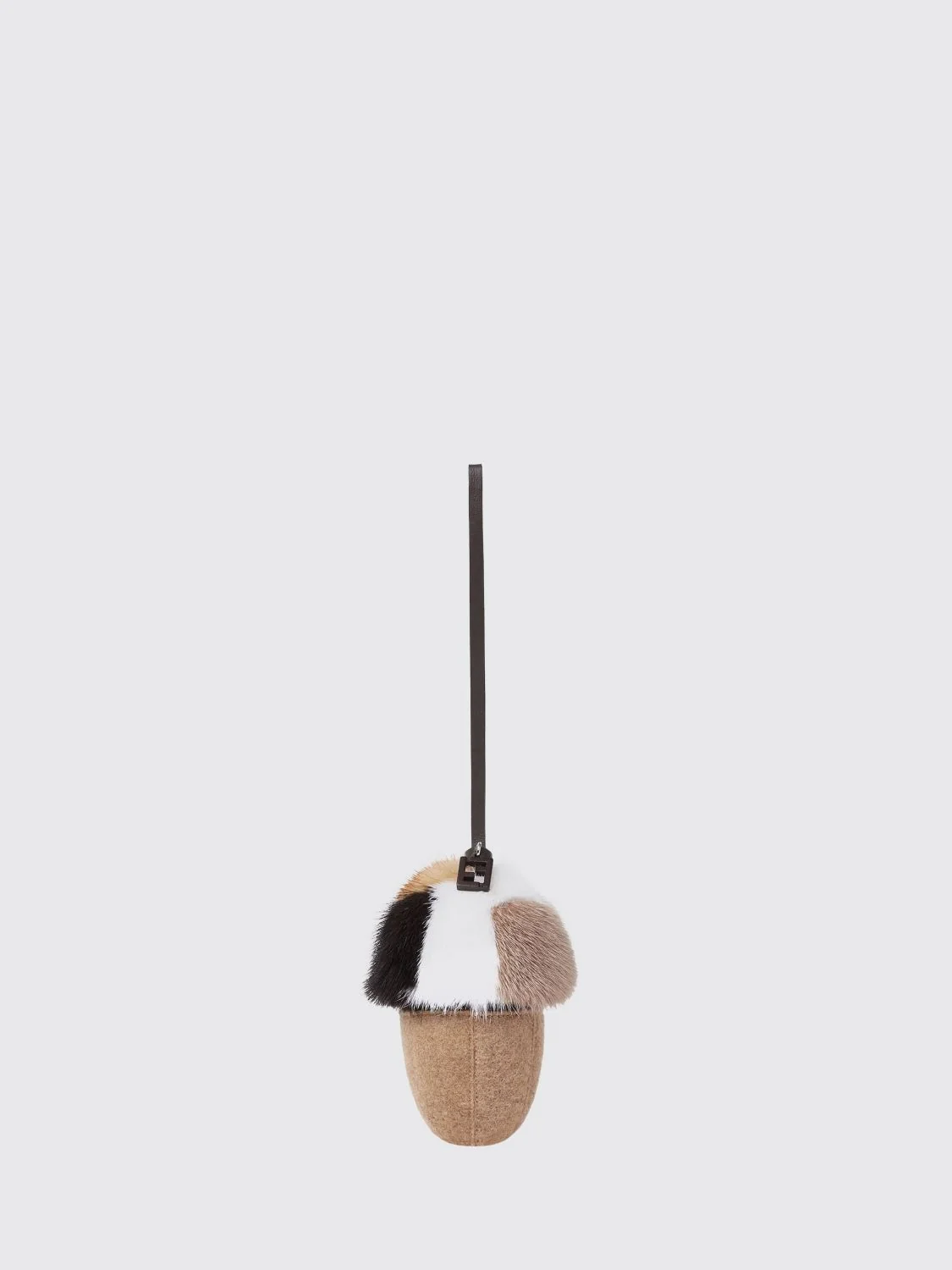 mink fur and wool keychain with abstract design