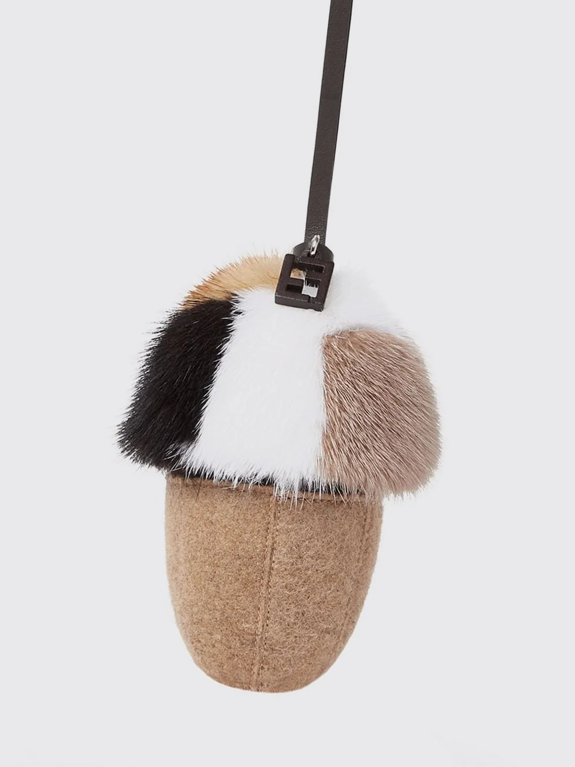 FENDI OS mink fur and wool keychain with abstract design