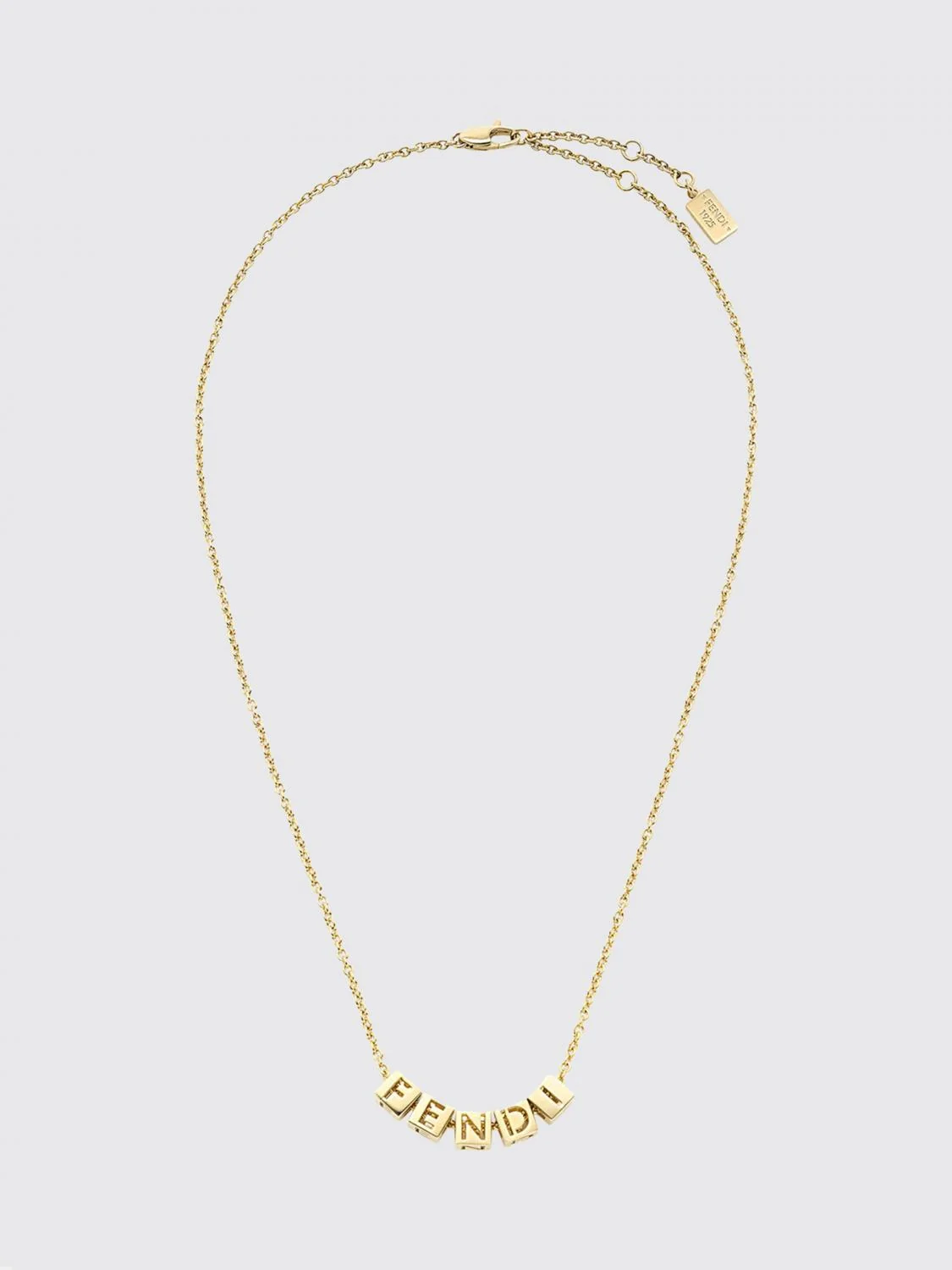 gold-tone brass necklace with logo detail