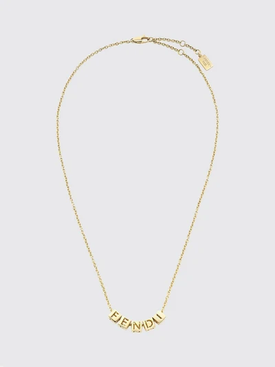 gold-tone brass necklace with logo detail