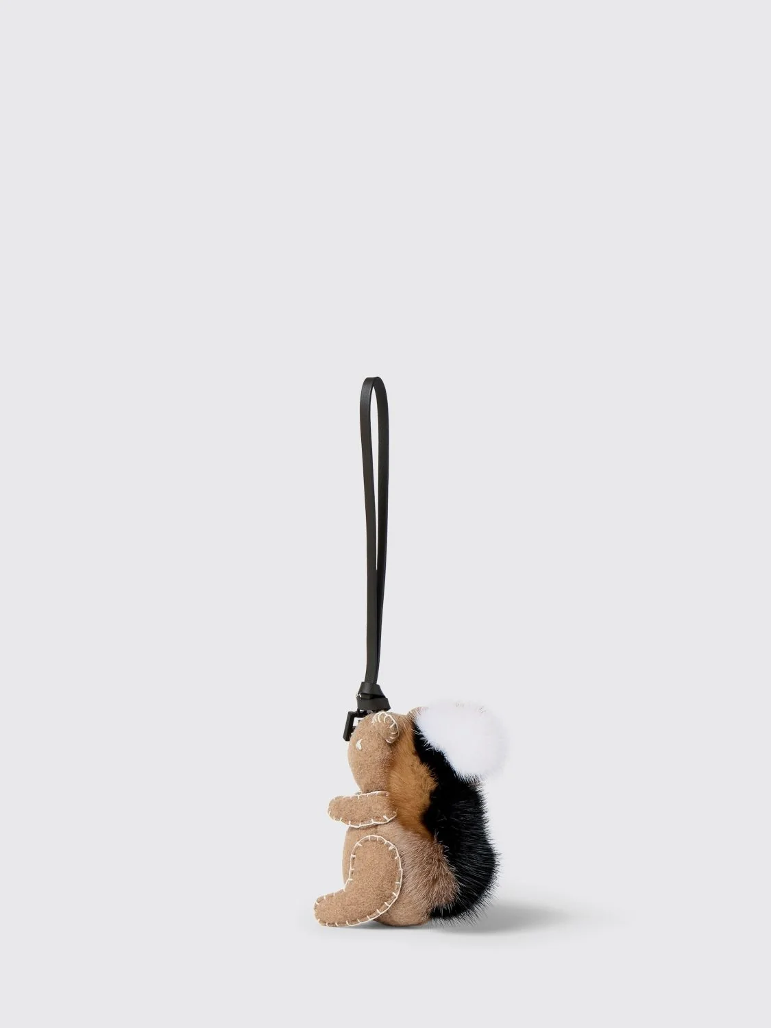 mink fur and wool keychain with animal print