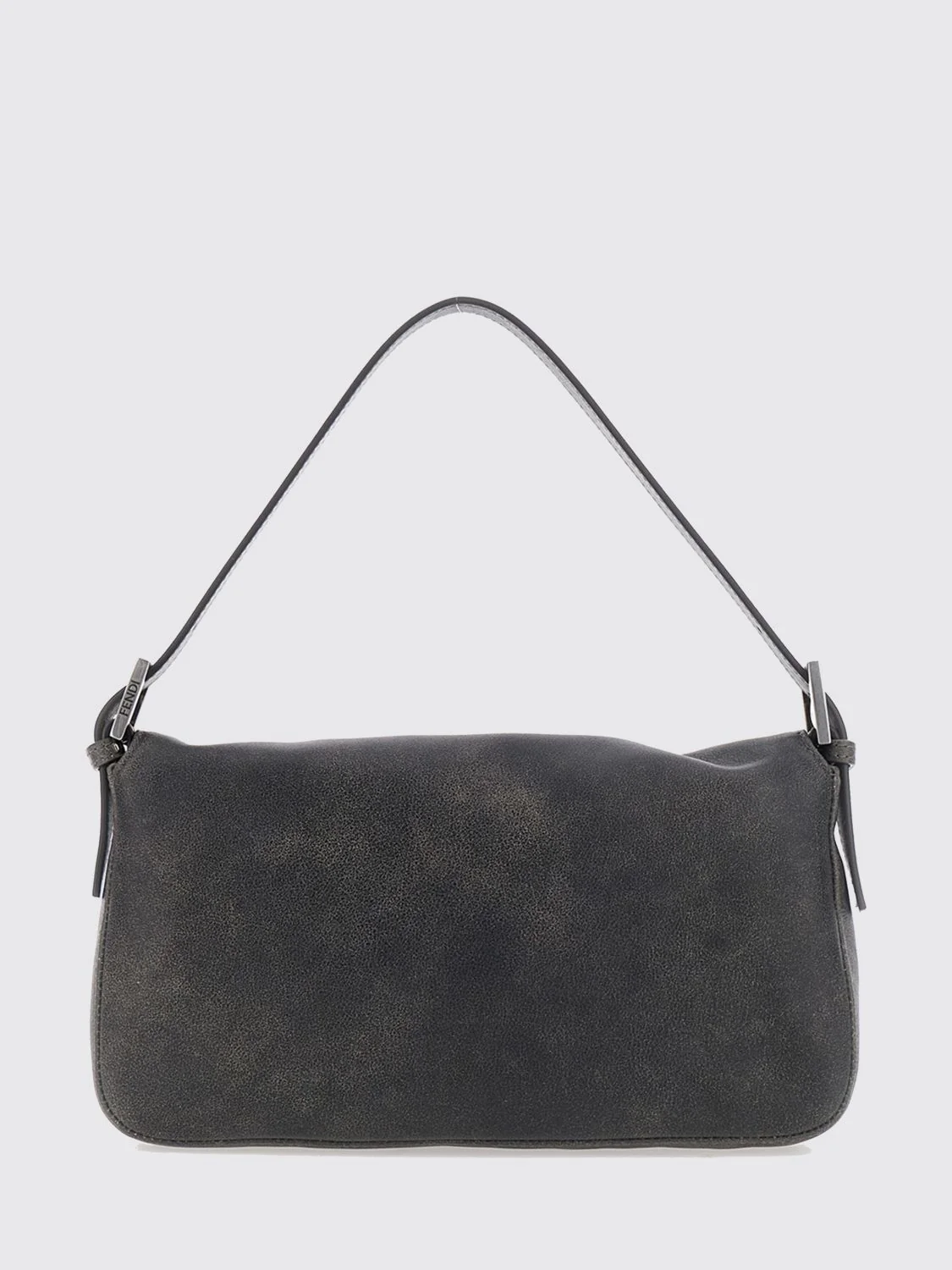 FENDI OS baguette printed calfskin shoulder bag with logo