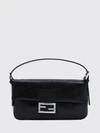 baguette crinkled leather shoulder bag with ff logo