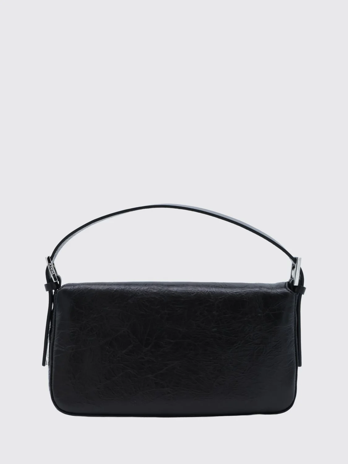 FENDI OS baguette crinkled leather shoulder bag with ff logo