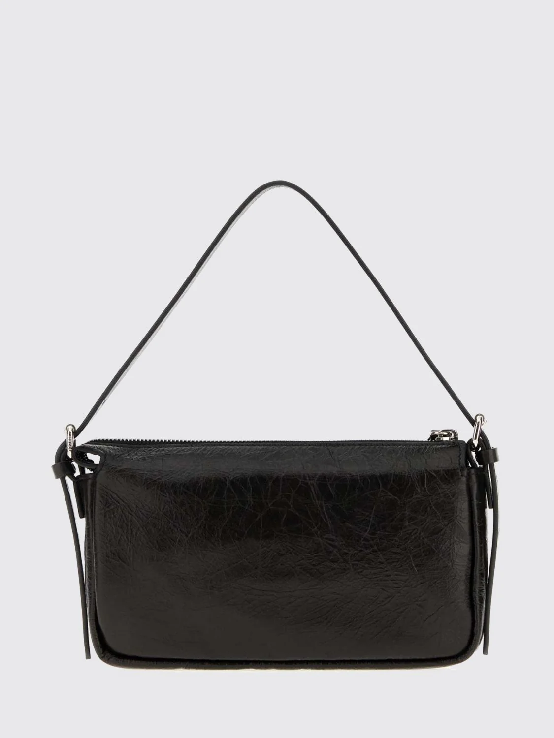 FENDI OS vanity crinkled leather mini shoulder bag with logo
