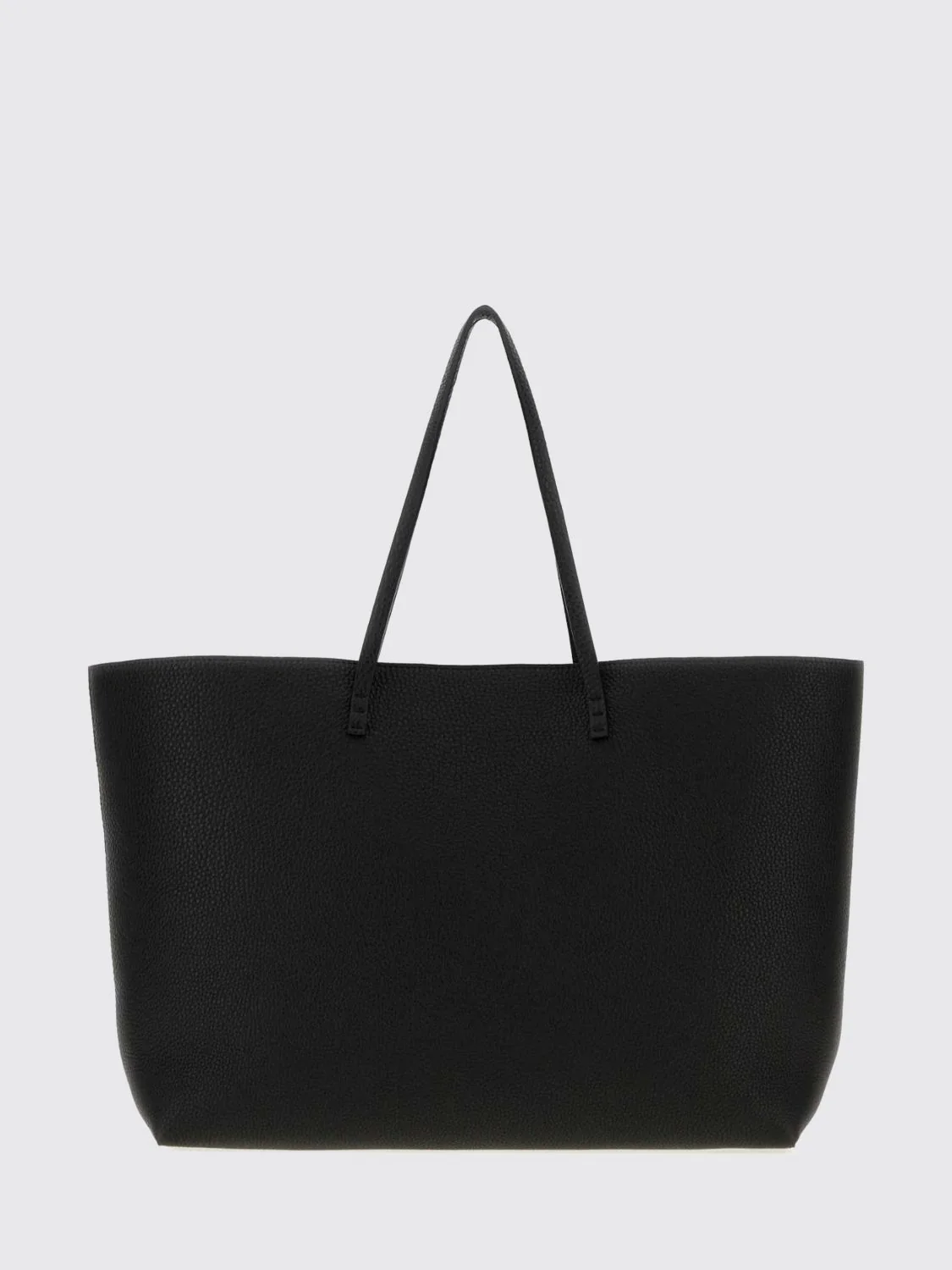 roll grained calfskin leather tote bag with pouch