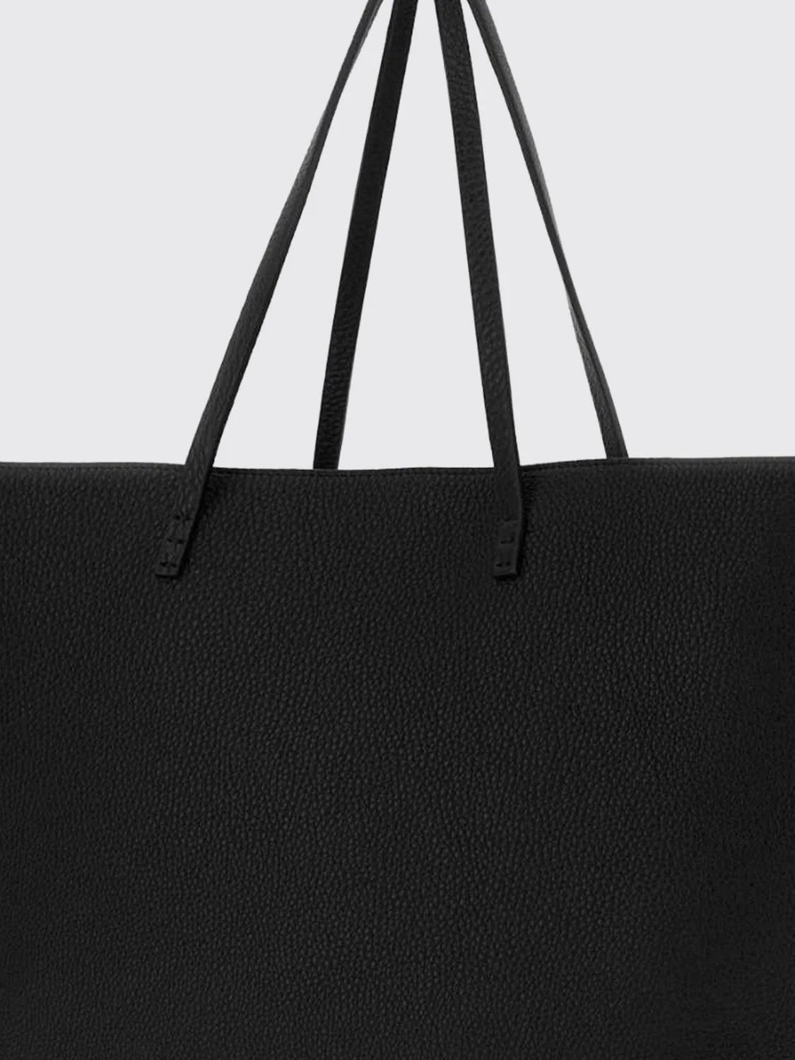 roll grained calfskin leather tote bag with pouch