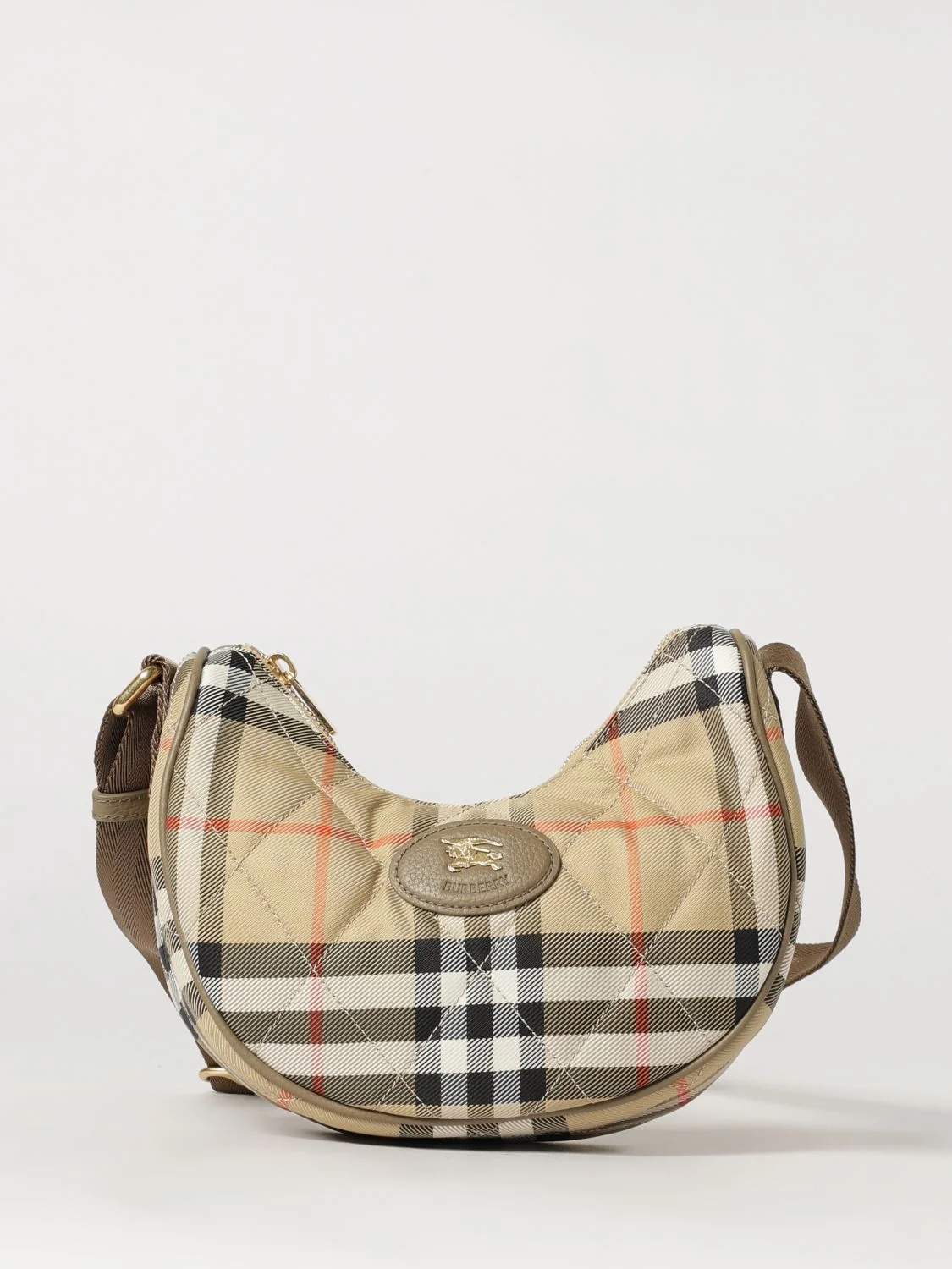 BURBERRY OS horseshoe quilted twill crossbody bag with vintage check pattern