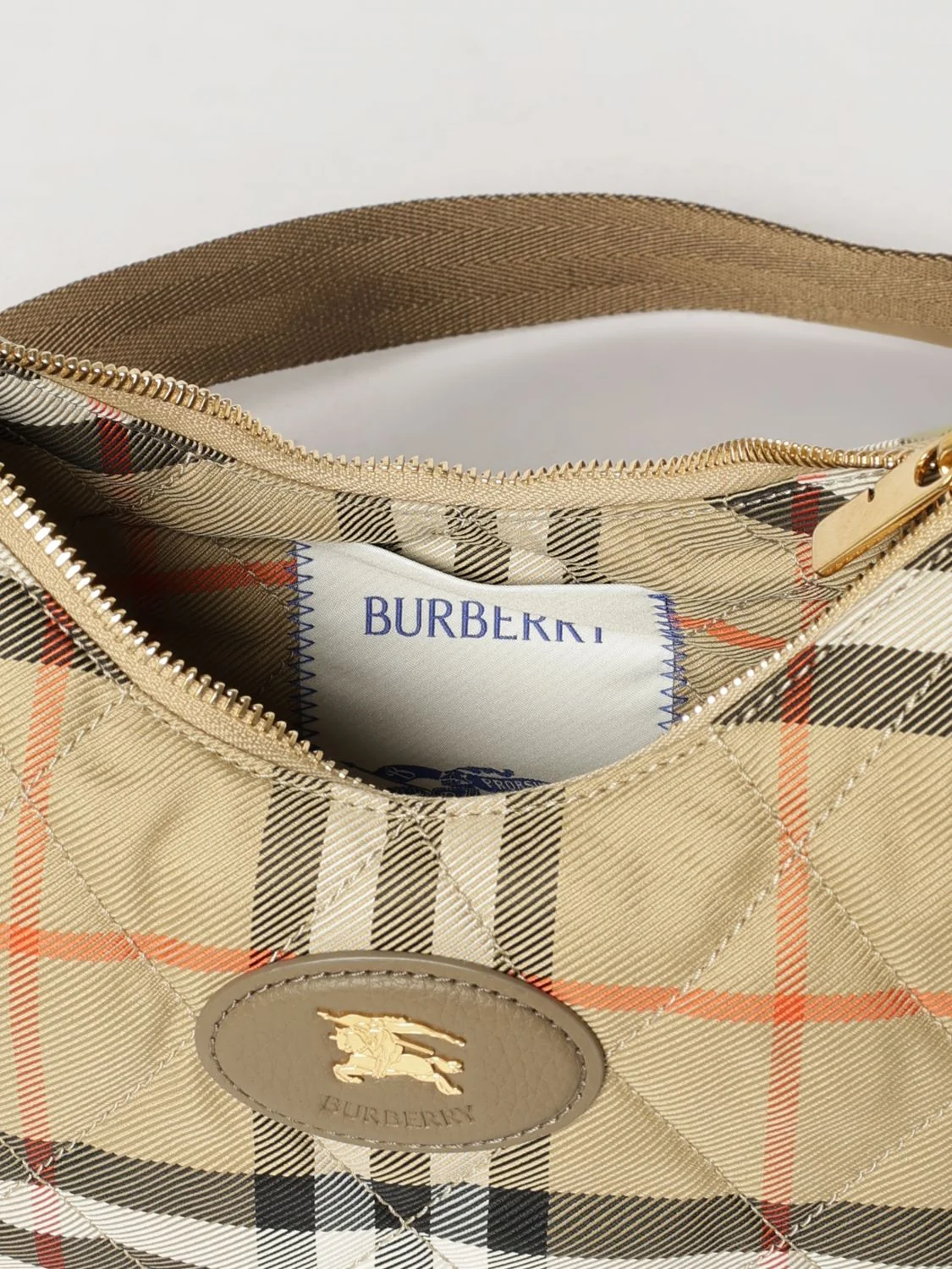 horseshoe quilted twill crossbody bag with vintage check pattern