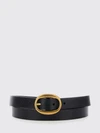 calfskin leather belt with engraved logo buckle