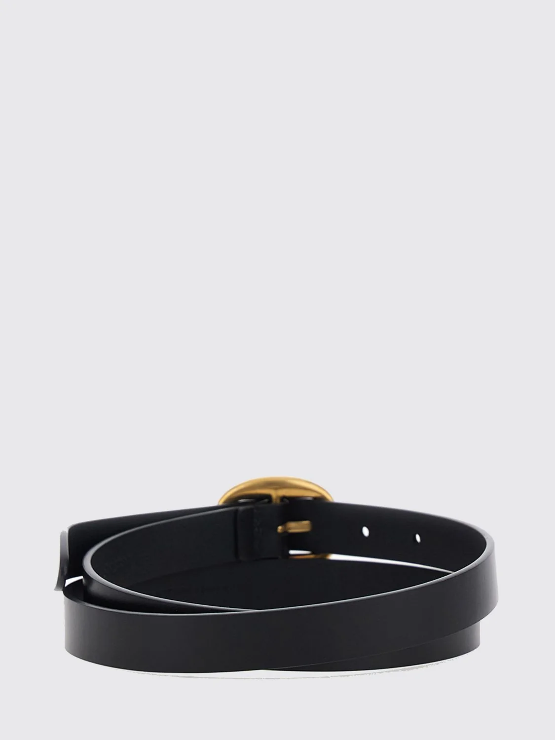 SAINT LAURENT 70 calfskin leather belt with engraved logo buckle