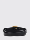 calfskin leather belt with engraved logo buckle
