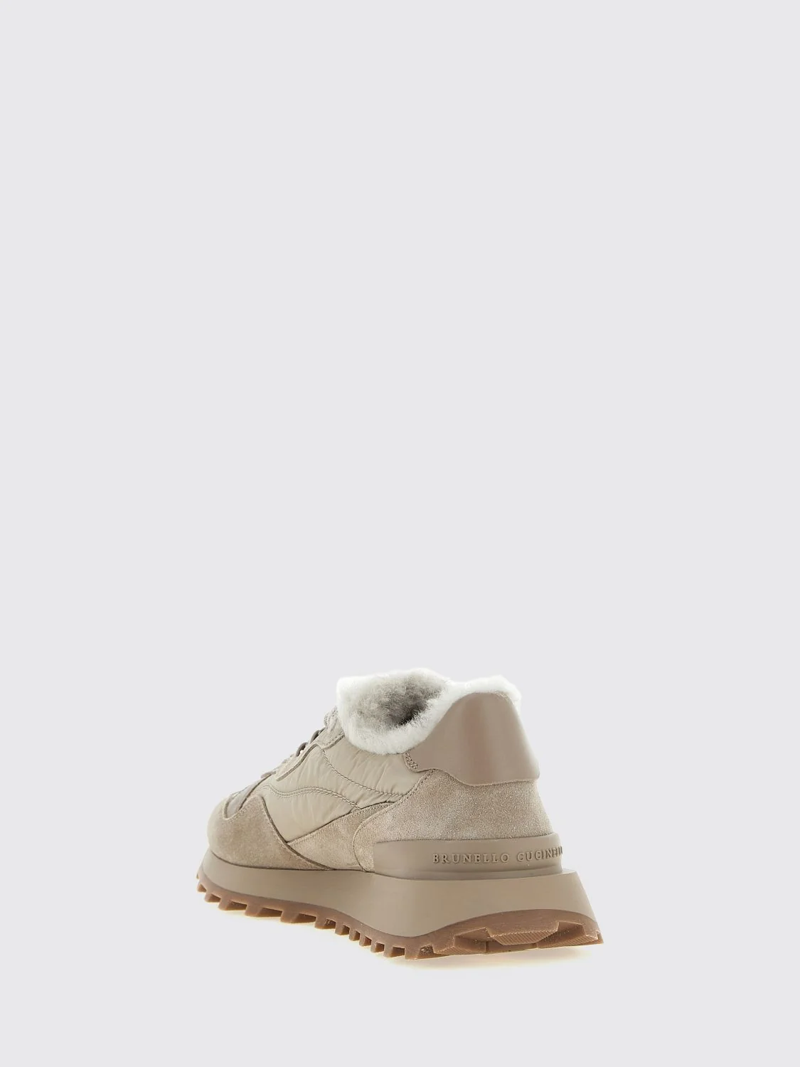 suede and nylon low-top sneakers with shearling lining