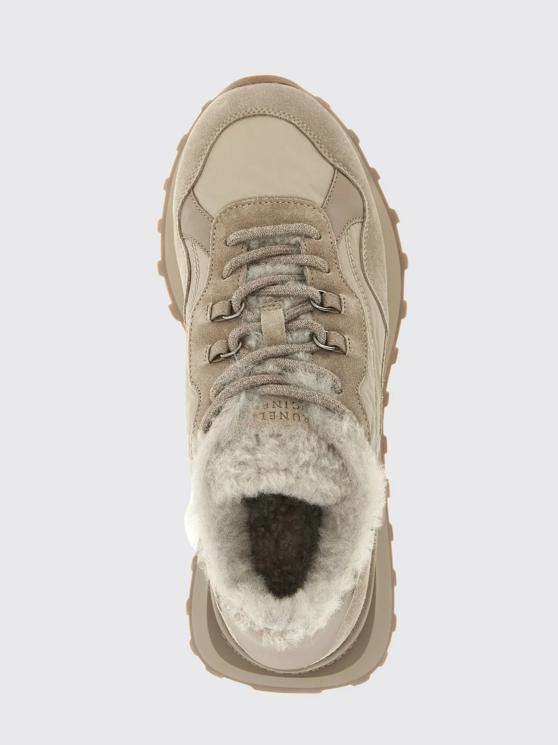 suede and nylon low-top sneakers with shearling lining