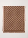 reversible gg jacquard wool fringed scarf