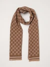 reversible gg jacquard wool fringed scarf