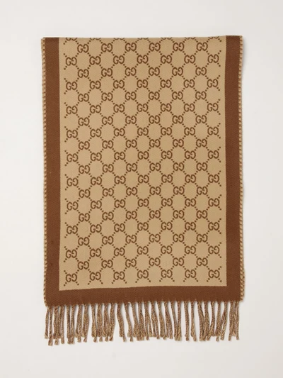 gg jacquard fringed wool scarf