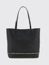 rockstud grained leather tote bag with studs